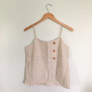 Topshop Tan and White Tank Top